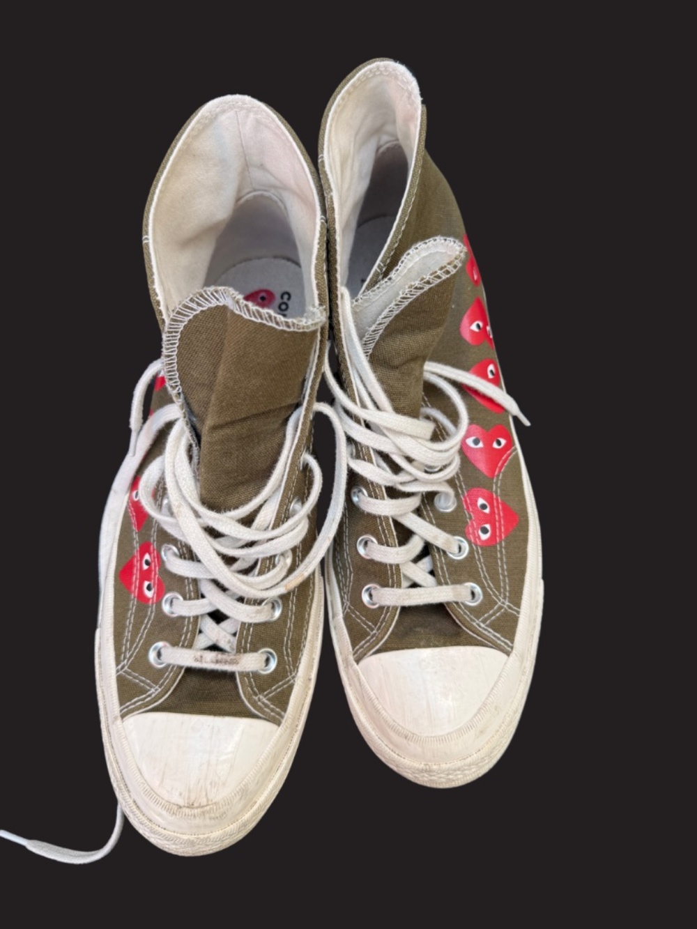 Comme des Garçons PLAY x Converse Chuck 70 Multi Heart High Tops Size 10 - Picture 4 of 8